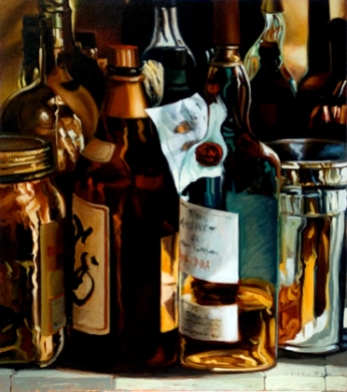 One Bourbon, One Scotch and One Beer Oil on panel A. Belov //All rights reserved